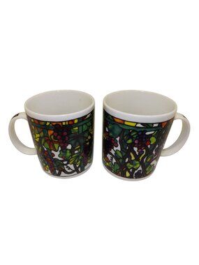 Set Of 2 Chaleur Stained Glass Design Mugs Inspired By L. Tiffany  Coffee Cups